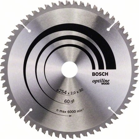 Bosch - Optiline Serisi Ahşap İçin Daire Testere Bıçağı - 254 X 30 X 2,0 Mm, 60 Diş