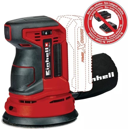 Einhell Akülü Eksantrik Zımpara TE-RS 18 Li-Solo Power X-Change (Lityum-İyon, Devir Elektroniği, Velcro Bant, 1x P80 zımpara kağıdı dahil, Akü ve Şarj Cihazı Dahil Değildir) - 4462010