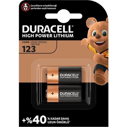 Duracell CR123 / CR123A / CR17345 3 Volt Lityum Pil Şarj Cihazı 2'li Paket Yüksek Performans