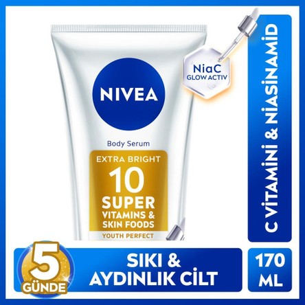 Nivea SUPER10 Serum Etkili Vücut Losyonu SPF15 170 Ml,5 Günde Aydınlatıcı,c Vitamini,niasinamid