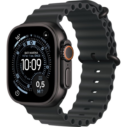 Apple Watch Ultra 3 Gps + Cellular, 49 mm Siyah Titanyum Kasa ve Siyah Ocean kordon