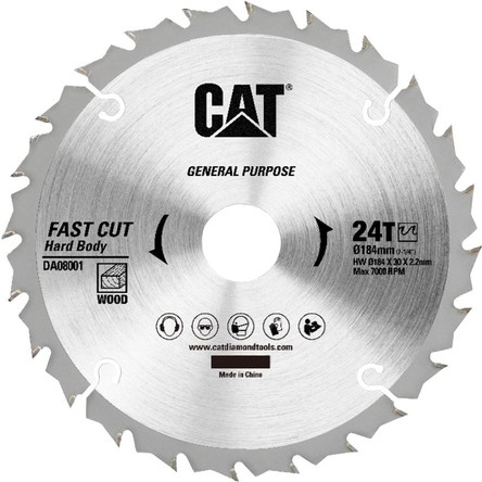 Cat DA08001 184X30MM Ahşap Kesme Elmas, Daire Testere Bıçağı 24 Diş