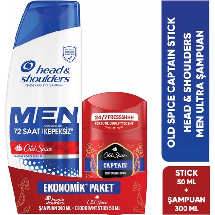 Head&Shoulders H&S Men Ultra Old Spice Kepek Karşıtı Şampuan 300 ml+OS Captain Erkek Deodorant Stick 50 ml