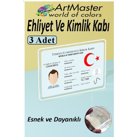 ArtMaster Kimlik Ehliyet Kredi Kartı Koruyucu Şeffaf 3 Adet Yeni Nesil Kart Kılıfı Plastik Kırılmaz Kart Kabı Kart Kılıfı