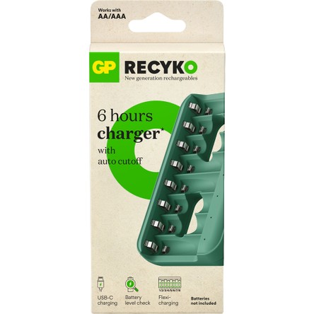 GP Recyko E822 8'Li USB Kalem Pil Şarj Cihazı - AA Ve AAA Uyumlu Akıllı LED Göstergeli Profesyonel Şarjlı Ünitesi