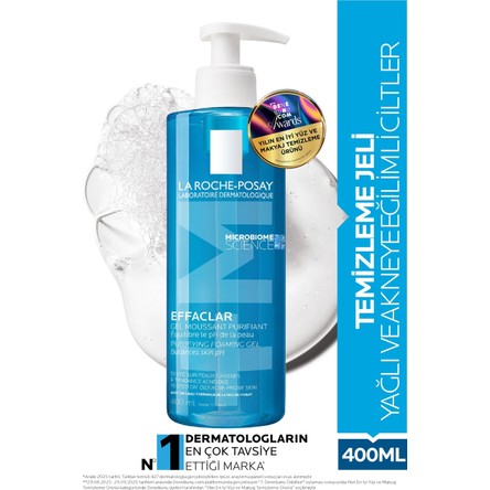 La Roche-Posay Effaclar Yağlı Ve Akneye Eğilimli Ciltler İçin Yüz Temizleme Jeli 400 ml