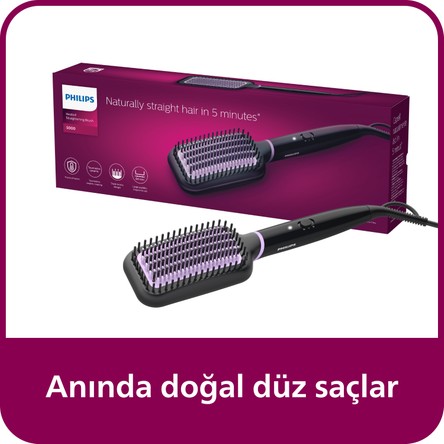 Philips Düzleştirici Tarak, Anında Doğal Düz, Pürüzsüz Kabarmayan Saçlar, BHH880/00