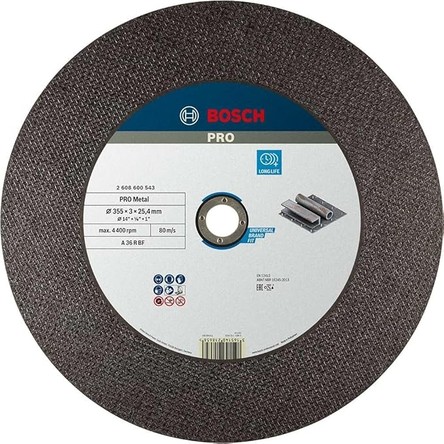 Bosch 355x25.4x2.8 Metal Kesme Taşı Uzun Ömürlü Metal Malzeme ile Yüksek Performans