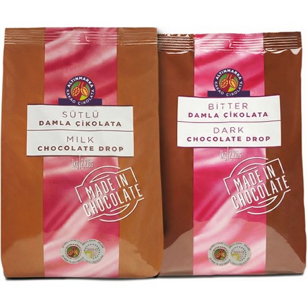 Altınmarka Sütlü Damla Çikolata 1Kg ve Bitter Damla Çikolata 1Kg