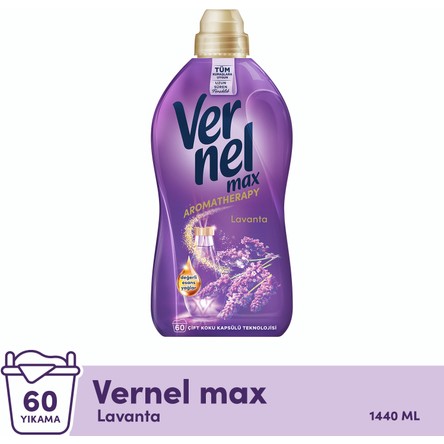 Vernel Max Konsantre Çamaşır Yumuşatıcısı 1440ML (60 Yıkama) Taze Lavanta