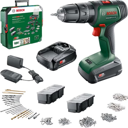 Bosch Universalımpact 18V Akülü Darbeli Matkap 1,5AH, Çift Akü ve 241 Aksesuar Seti ile Güçlü Performans