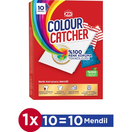 K2R K2r Renk Koruyucu Mendil - 10'lu Paket, 10 Yıkama Kapasitesi, Tüm Renkler İçin, Kokusuz, Parlaklık Koruma ve Derinlemesine Temizlik Özelliği