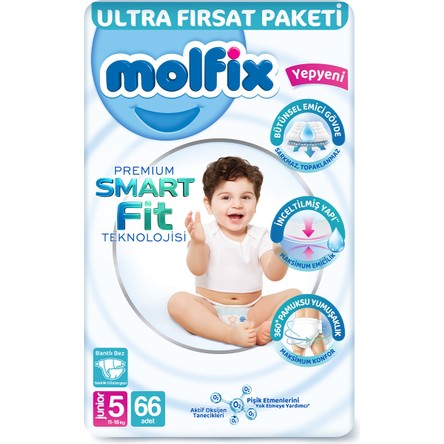 Molfix Premium Smart Fit Ultra Fırsat Paketi 5 Beden Junior 66 Adet