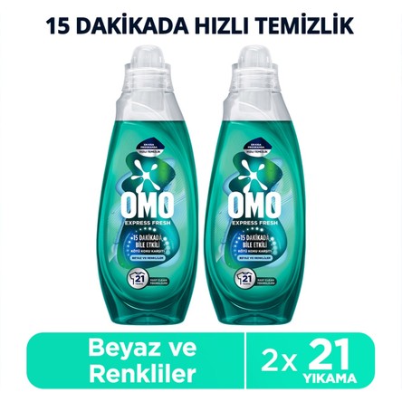 Omo Express Fresh Kötü Koku Karşıtı Renkliler ve beyazlar Sıvı Çamaşır Deterjanı 840 ml X2