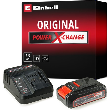 Einhell Orijinal Einhell 18 V 2.5 Ah PXC Başlangıç Kiti (Akü ve Şarj Cihazı, 18 V, maks. güç 720 W, tüm PXC cihazları için, akü yönetim sistemi, 3'lü LED gösterge) - 4512097