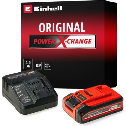 Einhell Orijinal Einhell 4 Ah PLUS Power X-Change Başlangıç Seti (1 x 18 V 4 Ah akü, 1 x 3A şarj cihazı, 75 dakika şarj süresi, tüm Power X-Change cihazları için uygundur) - 4512159