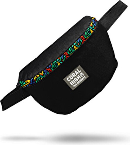 Coral High Siyah Grafiti Desenli Bel Çantası Ergonomik Tasarım 140 gram Polyester Malzeme 11541 görsel 8