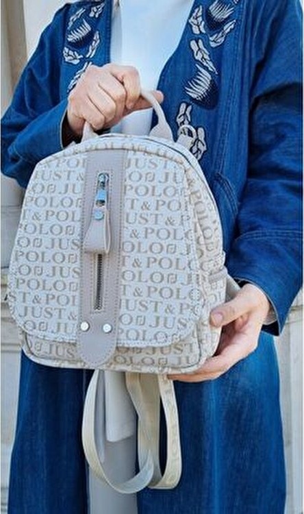 Just Polo Kadın Monogram Baskılı Sırt ve Omuz Çantası Günlük Kullanım Için görsel 5