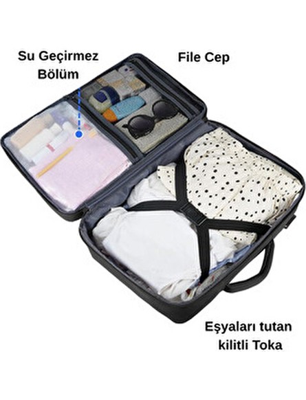 Woys Lacivert Rengi Seyahat Sırt Çantası, Laptop Çantası Hafif El Çantası Bay Küçük Bavul Valiz Çanta görsel 5