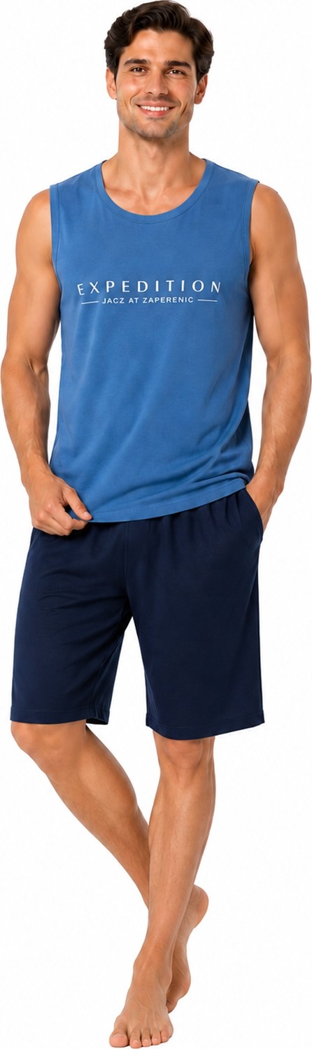 Özkan Underwear Özkan 1000-15-16-17 Erkek %100 Pamuklu Süprem Sıfır Kol Cepli Şortlu Pijama Takımı görsel 2
