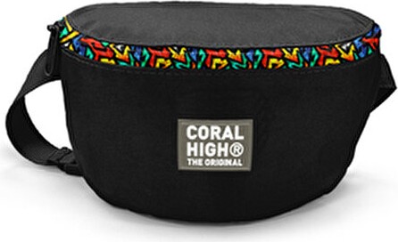 Coral High Siyah Grafiti Desenli Bel Çantası Ergonomik Tasarım 140 gram Polyester Malzeme 11541 görsel 5