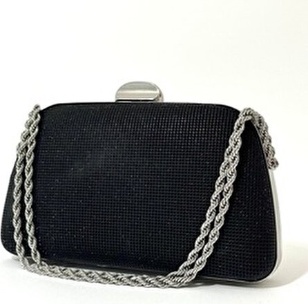 Nazart Kadın Big Taşlı Siyah Abiye Clutch Portföy Zincir Askılı El Düğün Nişan Gece Omuz Çantası görsel 3