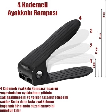 Esranın Dünyası Porsima Org -201 10 Lu Ayakkabı Rampası Ayakkabı Düzenleyici Dolap Içi Organizer- Siyah görsel 4