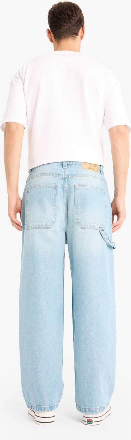DeFacto %100 Pamuk Skater Fit Geniş Kalıp Yüksek Bel Geniş Paça Jean Pantolon F3925AX25SM görsel 7