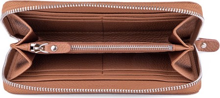 Femascu 8005 Zip Wallet Fermuarlı Bal Renkli Deri Kadın Cüzdanı görsel 4