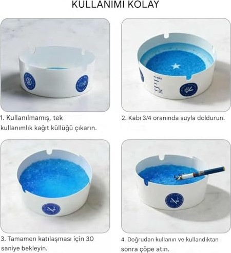 Die Grup Mallart® 25’li Kullan At Jel Küllük Seti - Koku Önleyici Sigara Söndürücü, Araç Içi ve Ev Için Pratik Köpük Küllük, 30 Saniyede Jelleşen Taşınabilir Küllük Seti görsel 2