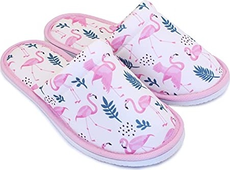Mey İthalat Terlik, Kadın Beyaz Flamingo Desenli Yumuşak Tabanlı Ev görsel 2