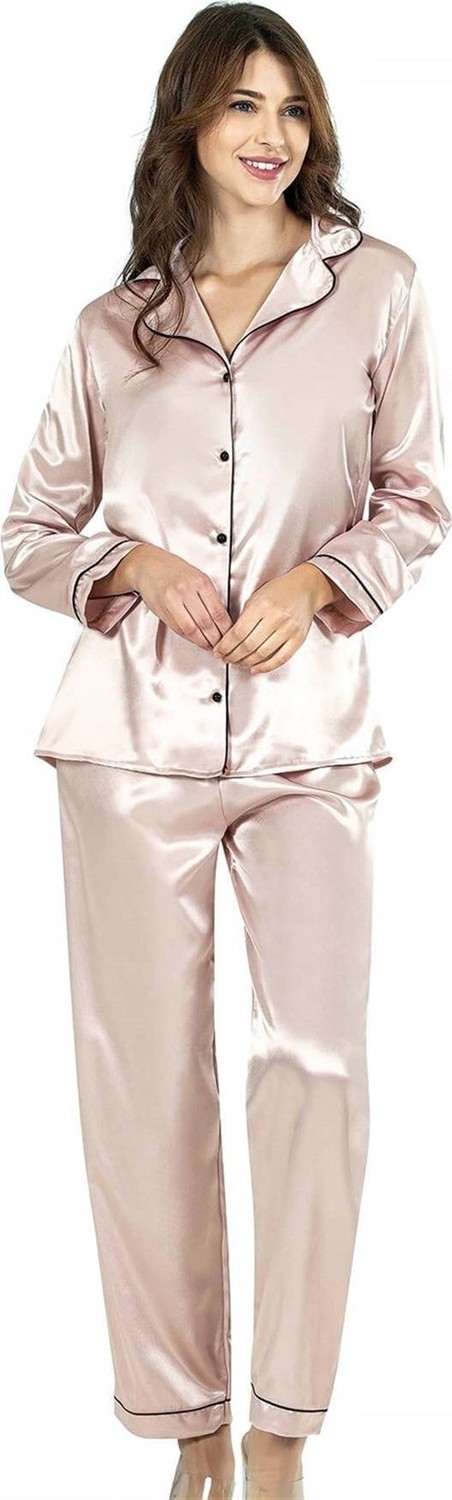 Çamaşır Kenti Ekru Ikili Saten Gecelik Pijama Takımı 7647 görsel 4