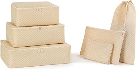 Ocean Home Textile 6'lı Bej Balıksırtı Bavul Içi Düzenleyici Set görsel 2