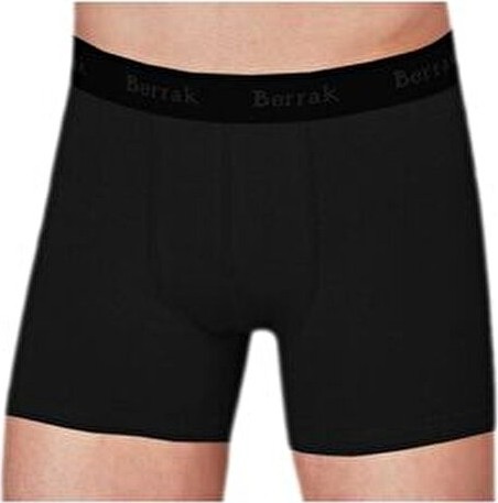 Berrak Erkek 6'lı Siyah Modal Likralı Kalın Kemerli Boxer-Short Düz Desenli