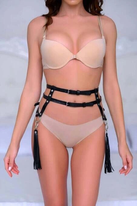 Çamaşır Kenti Sık Deri Püsküllü Bel Kemer Harness - CMSR1045 görsel 6