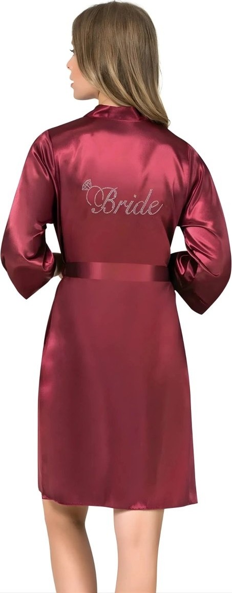 Bemy Store Bordo Saten Bride Sabahlık Zarif Kadın Ev Giyim görsel 2