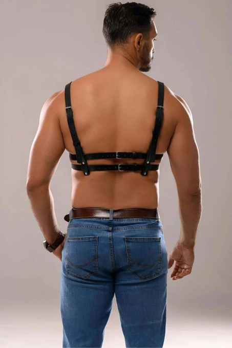 Nemere Erkek Deri Seksi Göğüs Harness - APFTM138 görsel 4