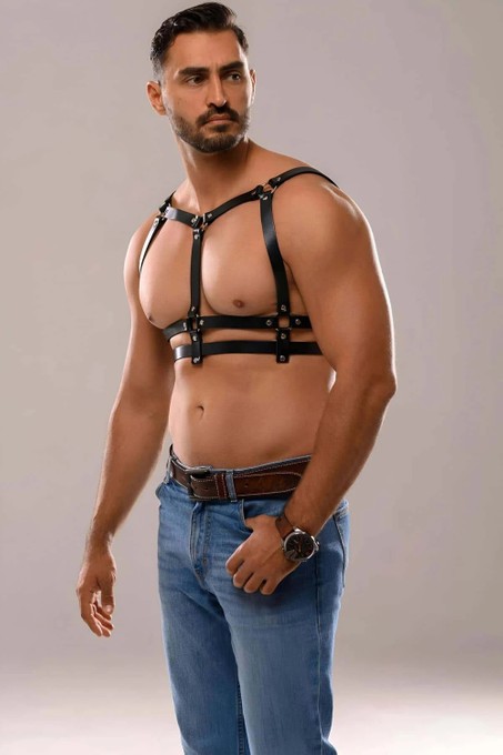 Nemere Erkek Deri Seksi Göğüs Harness - APFTM138 görsel 5