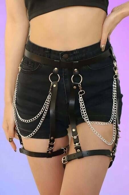 Aesco Zincirli Seksi Jartiyer Harness - BRF958