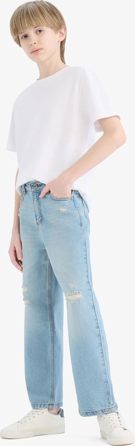 DeFacto %100 Pamuk Wide Leg Geniş Paça Jean Pantolon Erkek Çocuk D6844A825SM görsel 3
