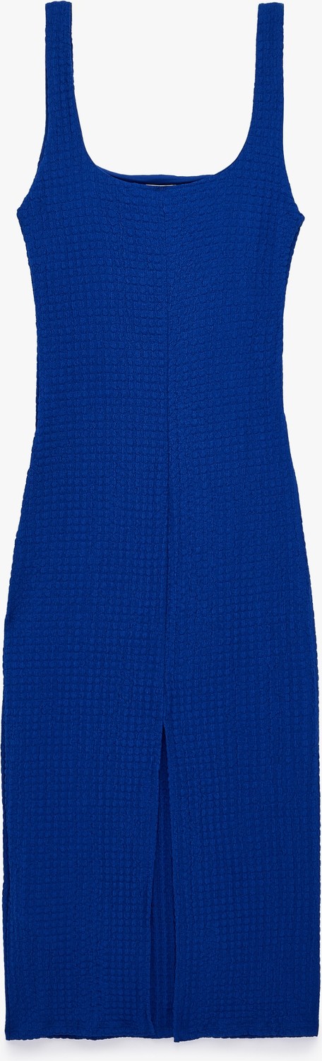 Koton x Sibil Çetinkaya - Kare Yaka Kalın Askılı Kobalt Mavi Bodycon Uzun Kalem Elbise görsel 4