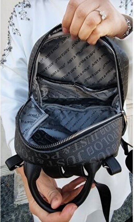 Just Polo Kadın Monogram Baskılı Sırt ve Omuz Çantası Günlük Kullanım Için görsel 7