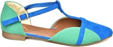 Fox Shoes Saks Mavi/su Yeşili Kadın Babet Süet Malzeme ile Neolit Tabanlı Günlük Ayakkabı görsel 3