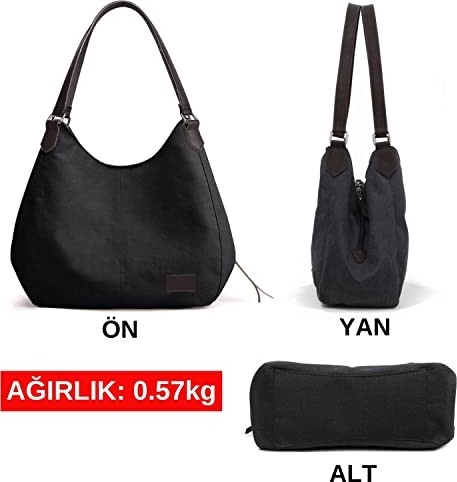 1001 3286 Lonia Kadın Kanvas Günlük Omuz Çantası Çok Bölmeli Pamuklu El Tote Hobo Çantası görsel 4