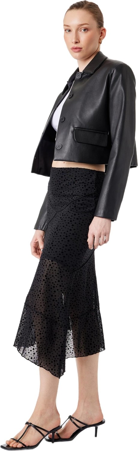 Aesco Slim Fit Asimetrik Kesim Puantiyeli Midi Etek görsel 2