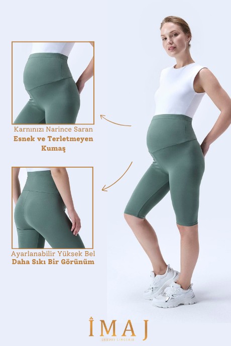 İmaj Imaj 349 Yeşil Renk Toparlayıcı ve Extra Esnek Etkili Yüksek Bel Hamile Tayt görsel 6