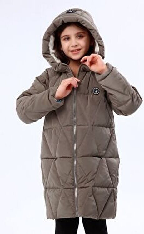 Benitto Kids Kız Çocuk 22BNT51251 Haki Kaban Uzun Kol Oversize Kış Sezonu Su İtici Özellik görsel 6
