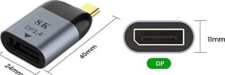 Aesco Coverzone Type-C To Displayport Çevirici USB C Macbook Uyumlu Adaptör Notebook Uyumlu Dönüştürücü S1721 görsel 2