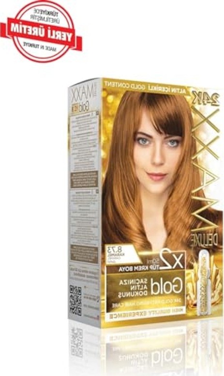 Die Grup Maxx Deluxe Gold Serisi 24K Altın Parçacıklı Serum ile 1 Kutu 2 x 50 ml ve Geliştiriciler Saç Boyası (Karamel 8.73) görsel 2