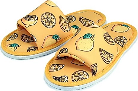 Mey İthalat Terlik, Unisex Sarı Limon Desenli Yumuşak Tabanlı Ev